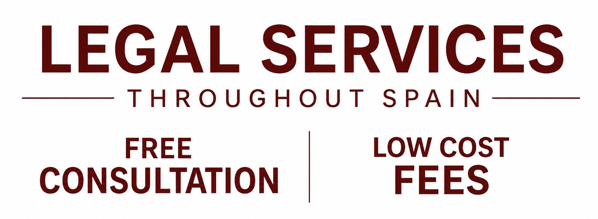 EBAN Abogados’ core service proposition: legal services throughout Spain, free initial consultations, and low-cost fees.